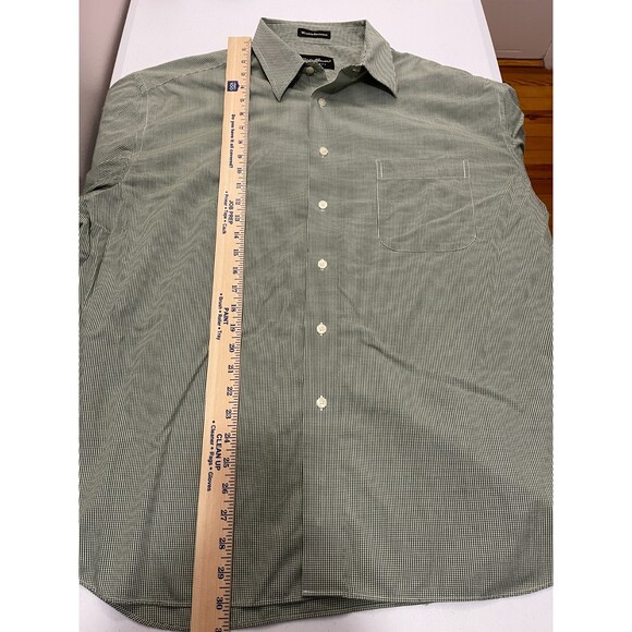 Eddie Bauer Men's Wrinkle Resistant Green White Gingham L/S Shirt Size XL - Picture 6 of 6